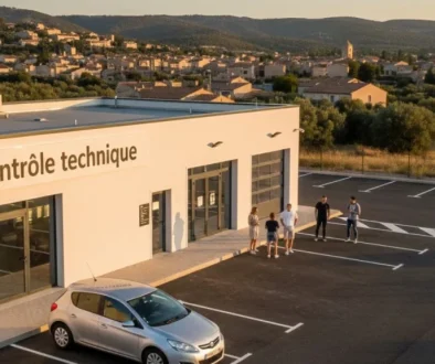 Conducteur vérifiant sa voiture à Gigean avant le contrôle technique à Autosur Frontignan près de Sète